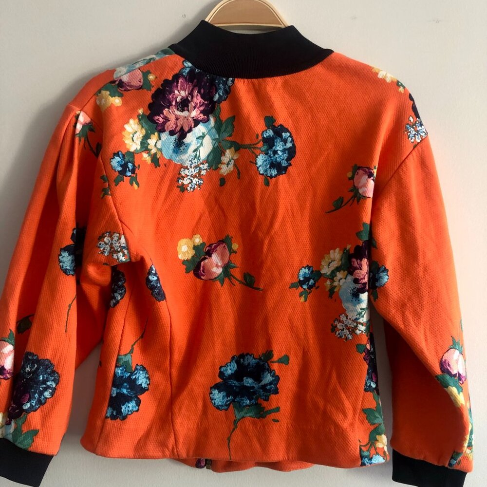 VERONIKA MAINE Orange Floral Bomber Jacket Size S - Picture 4 of 6
